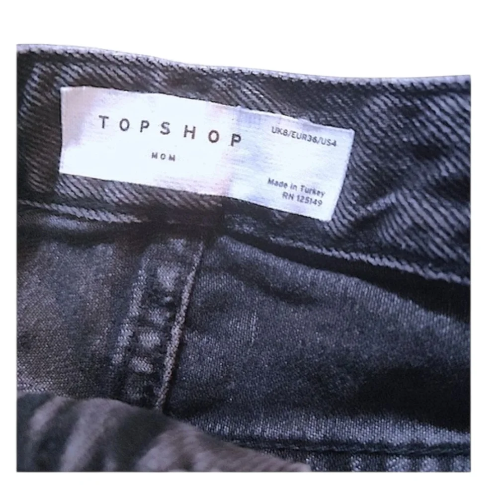 Topshop Blue Jean Shorts Distressed High-Waisted - Picture 5 of 5